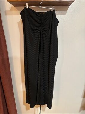Black Ruched-Front Maxi Dress - Women